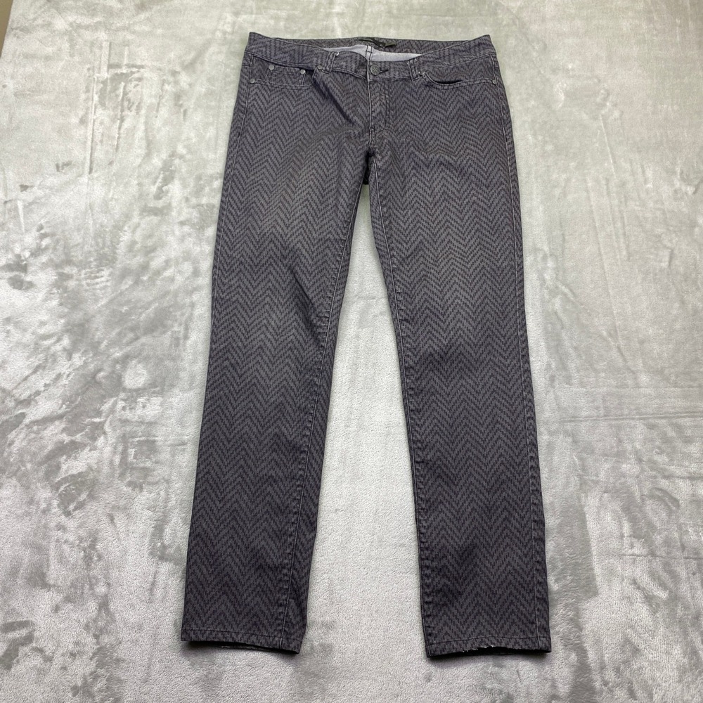 Prana Womens Jeans Herringbone Pattern Dark Wash Straight Leg Sz 10 Fits 32"‎